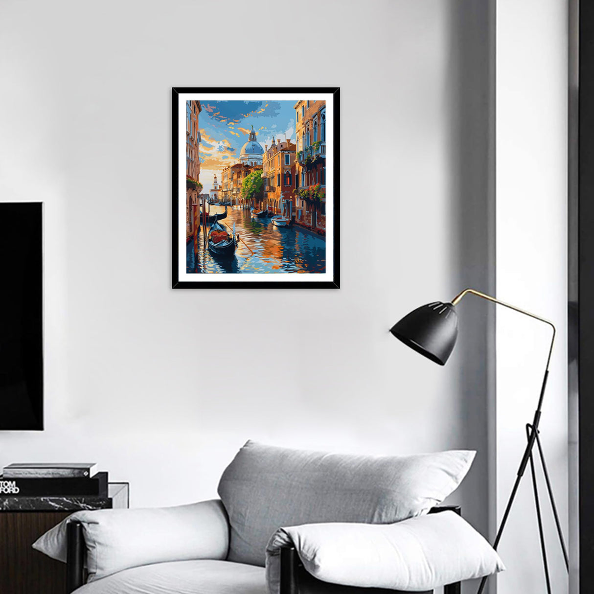 Venice Canal Paint by Number Kits for Adults, Traditional Architecture of Venice Paint by Numbers, Water City Boats Acrylic Oil Painting -Hand-Painted Gift for Home Decor Unframe(16×20inches) ARNLRDYA