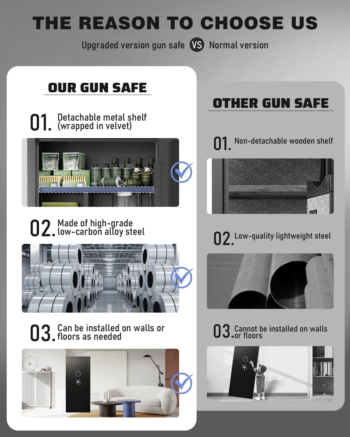Luzfuego 20-25 Large Gun Safe, Biometric Rifle Safe with LCD Keypad, Unassembled Long Gun Cabinet for Rifles and Pistols with Mute Mode, Dual Alarm & Gun Rack Luzfuego