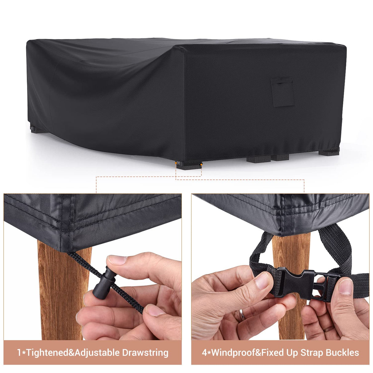 Patio Furniture Set Cover Waterproof, Mrrihand Outdoor Sectional Sofa Set Cover Heavy Duty 600D Table and Chair Set Cover 107" L×81" W×27.9" H Mrrihand