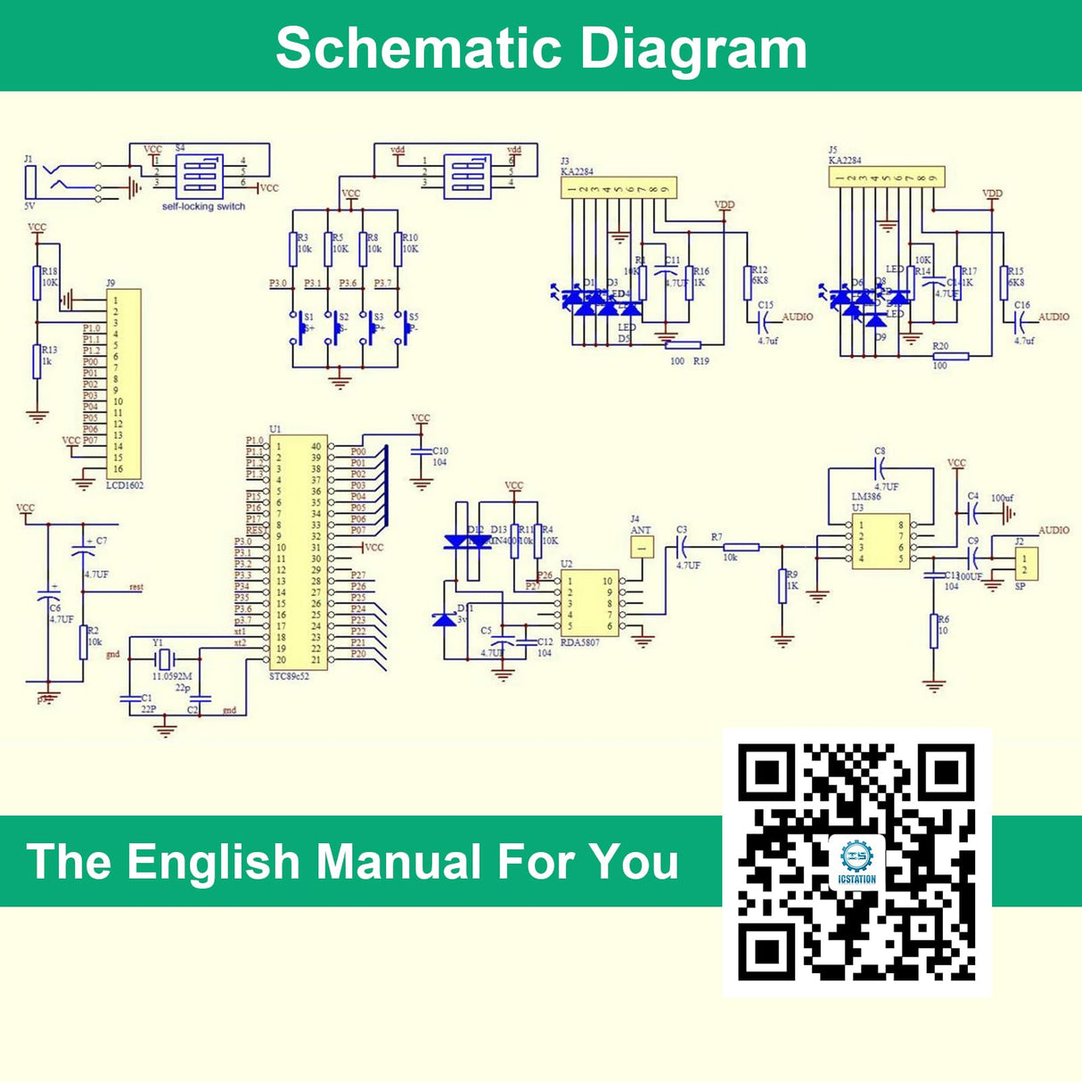 FM Radio Kit, ICSTATION Soldering Projects Radio with LED Flashing Lights FM 87-108MHz Soldering Practice Kit DIY Radio Kit LCD1602 Display for Learning Teaching STEM Education Father's Day Present IS