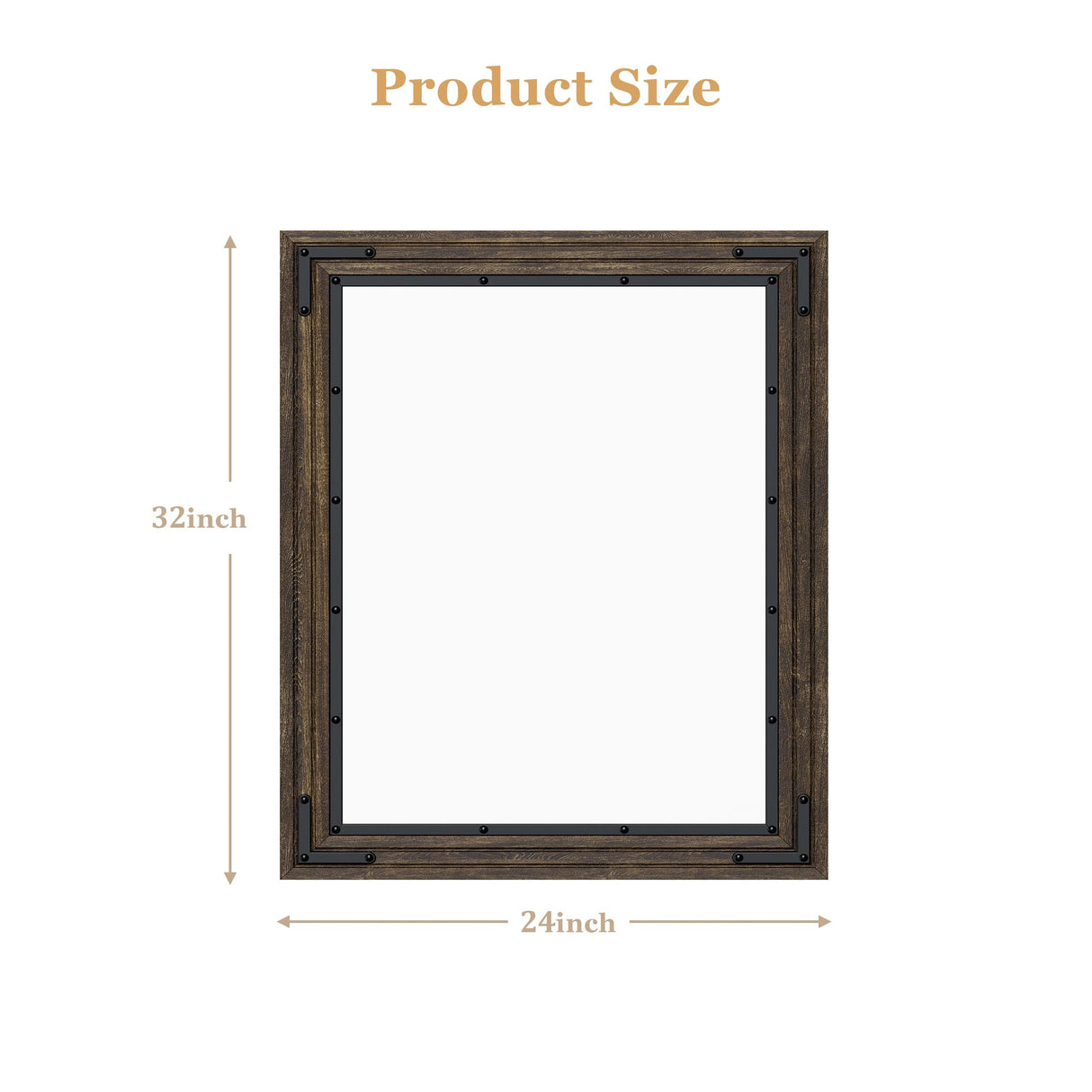 YOSHOOT Farmhouse Bathroom Mirror, Rustic Wood Mirror, Wooden Framed Vanity Mirror, Solid Wood & Handmade, Vertical or Horizontal Hanging for Bathroom Entryway Living Room Bedroom, 32" x 24", Brown YOSHOOT