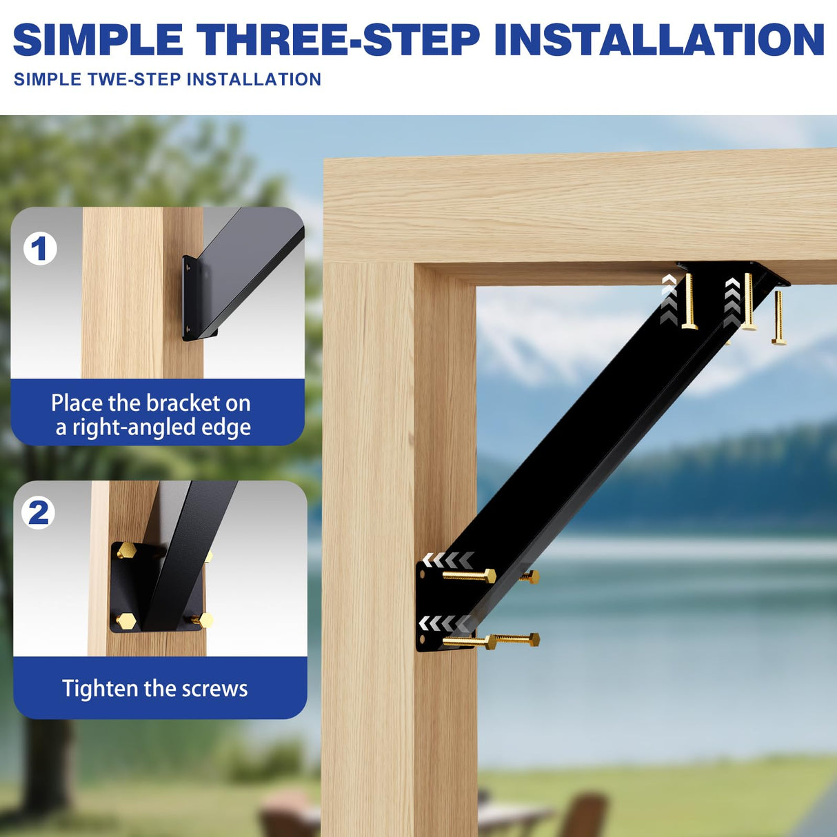 Grehitk 8PC 45 Degree Angle Support Bracket, Pergola Kit Heavy Duty Connector Brace Bracket Kit for Pergolas for for Gazebos Patio Pergolas Log Cabin Elevated Wood Stand Kit Grehitk