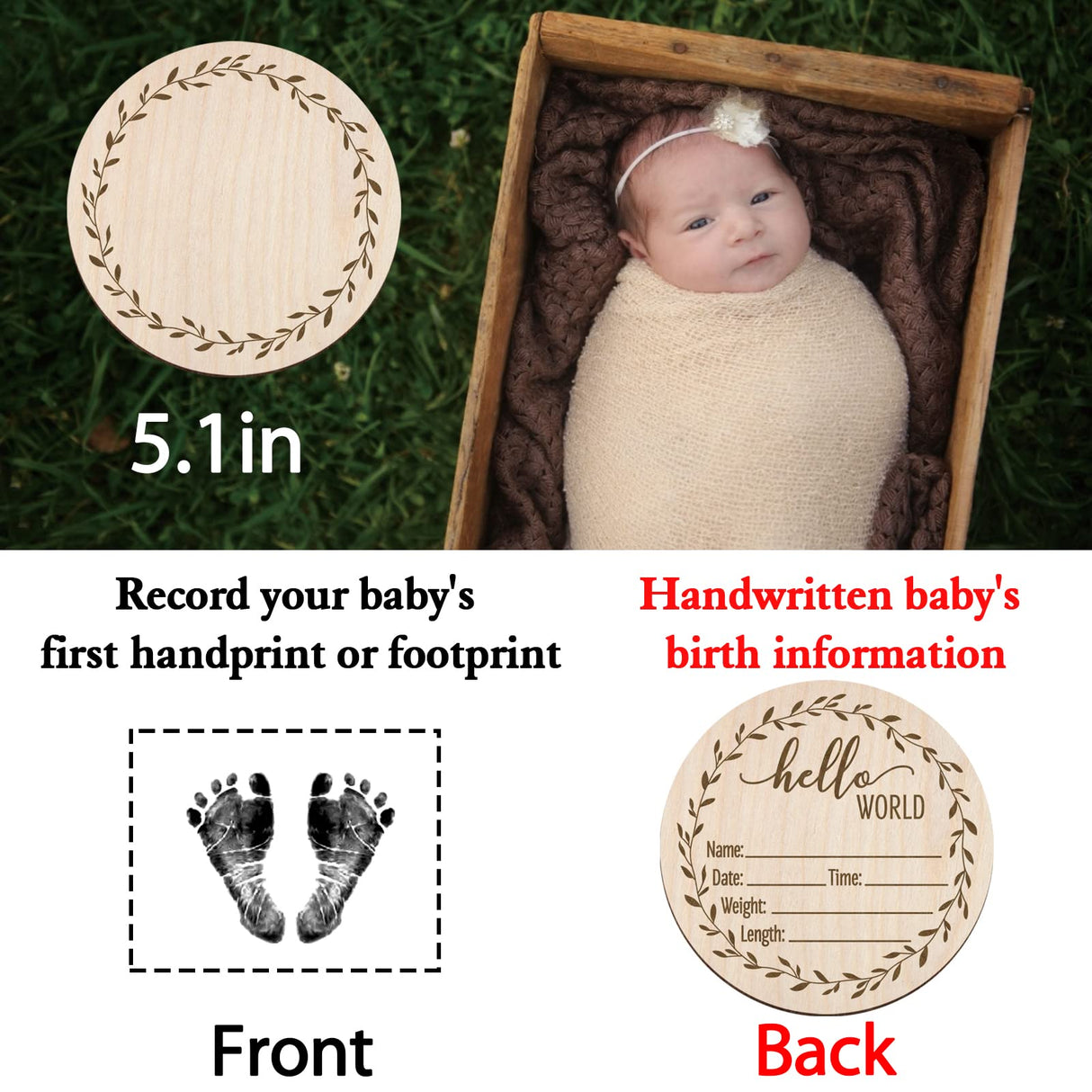 Newborn Birth Announcement Sign,Personalized Baby Announcement,Custom Engraved Wooden Baby Name Sign,Newborn Photo Props, Hello World Newborn Mayyi