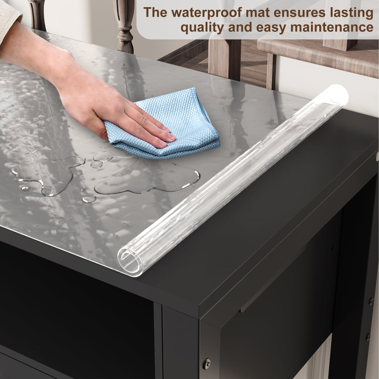 40-50 Gallon Aquarium Stand with Stable Metal Frame & Power Outlet, Heavy-Duty Fish Tank Stand with Waterproof Mat, 800LBS Capacity Storage Cabinet, Suitable for Turtle Tank, Reptile Terrarium, Black EOSVALO