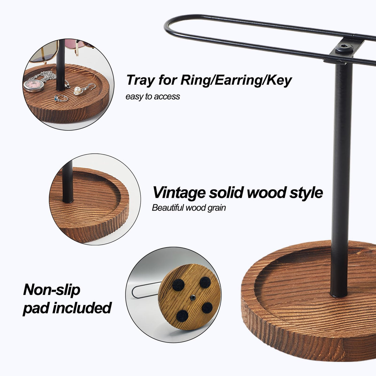 BDBDYEAY Sunglass Organizer, Multiple Glasses Holder Stand for Men and Women, Wood Eyeglass Holder Rack, Metal Sunglasses Organizer Storage for dresser, desk, bedroom, nightstand BDBDYEAY