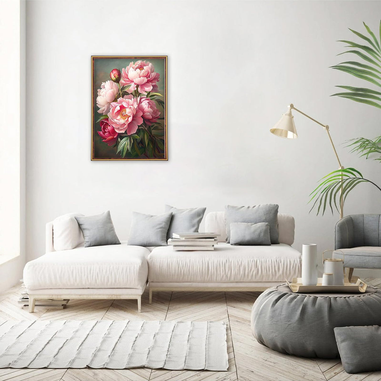 MEIYUDA Flowers Diamond Painting Kits for Adults, 5D Peony Diamond Art Kits for Adult Beginners, Flowers DIY Full Diamond Art Painting Kit for Home Wall Decor Gift 12x16inch MEIYUDA