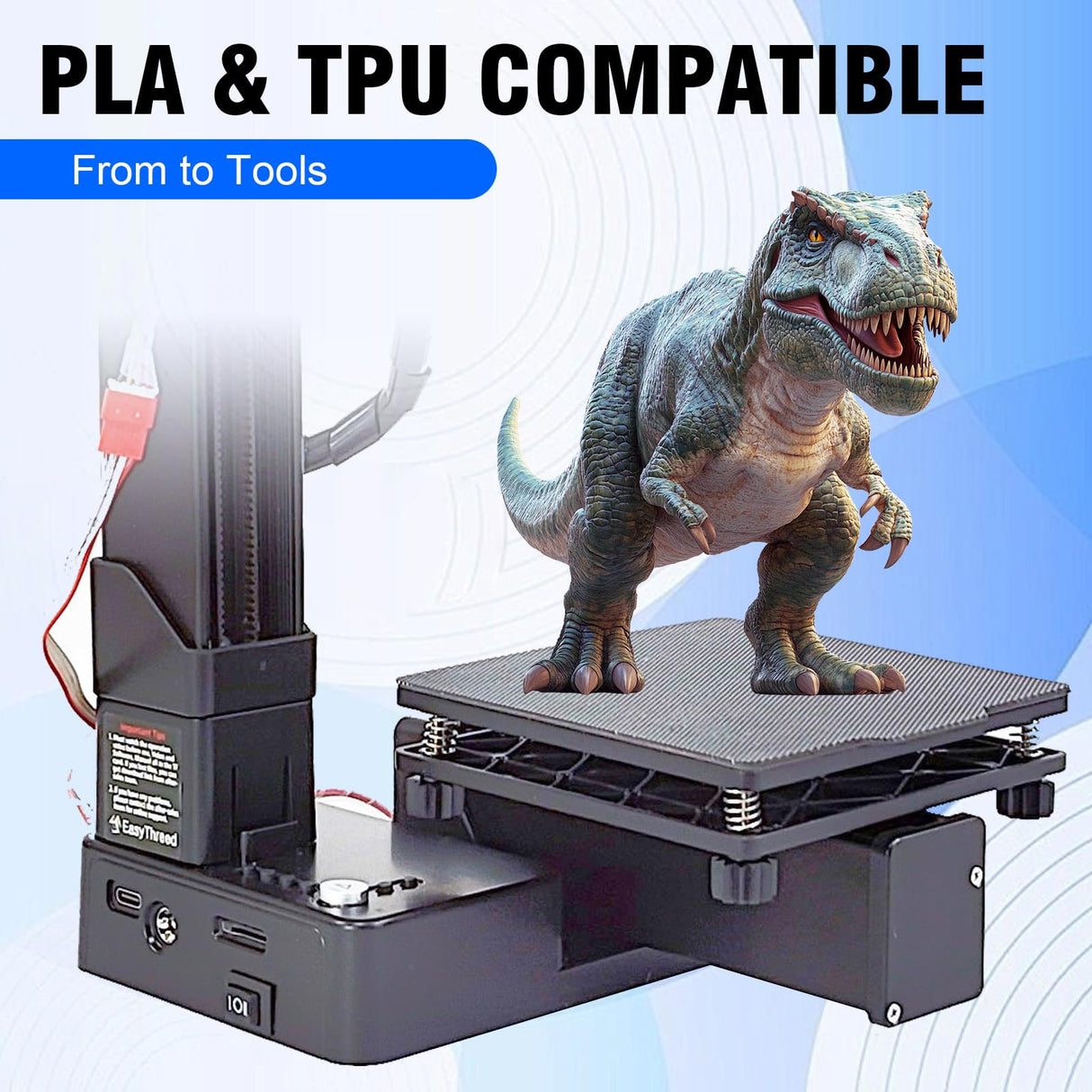 K10 Small Entry Level Portable 3D Printer - Compact FDM 3D Printer with Removable Build Plate, 100x100x100mm Build Volume, Easy-to-Use Design for Beginners (Black) Easythreed