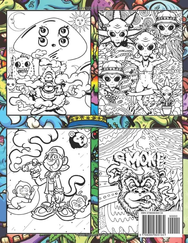 Stoner Coloring Book For Adults: Funny Weed Coloring Pages With Many Cute Characters To Color, Relaxation And Stress Relief WoodArtSupply