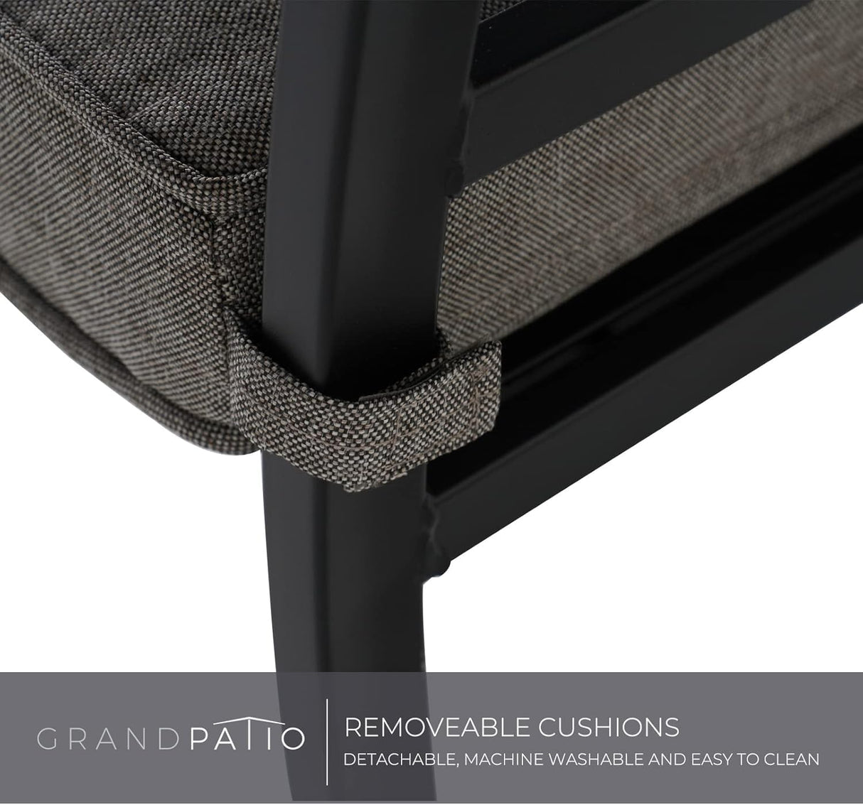 Grand patio 9-Piece Patio Dining Set for 8, E-Coated Outdoor Dining Set Swivel Patio Dining Chairs with Olefin Cushions & 1 Black Extendable Rectangular Faux Woodgrain Table for 6-8 Person Grand patio