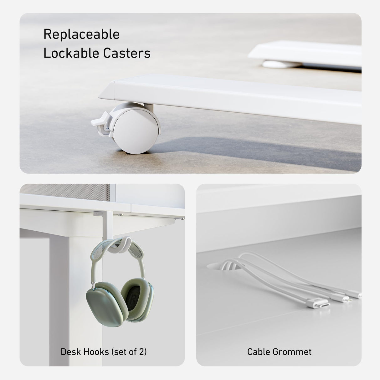 FEZIBO Sturdy Height Adjustable Electric Standing Desk with Drawers, 63 x 24 Inch Stand Up Table with Large Storage Shelf, Sit Stand Desk, White Top FEZIBO