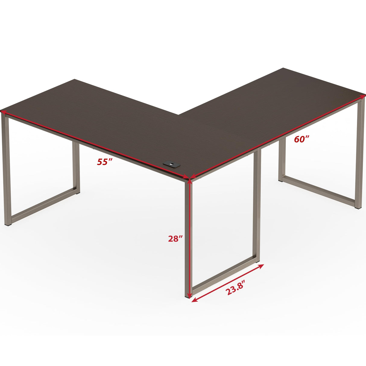 SHW Home Office 55 Inch Large L Shaped Corner Desk, 24" Deep, Espresso SHW