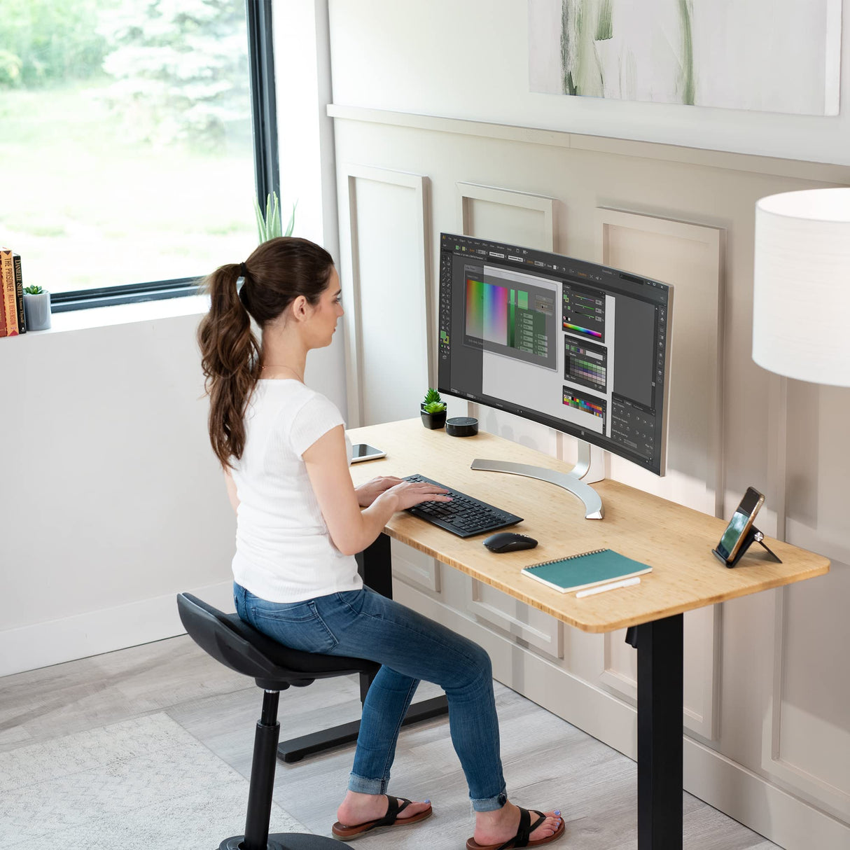 VIVO Bamboo 60 x 24 inch Universal Solid One-Piece Table Top for Standard and Sit to Stand Height Adjustable Home and Office Desk Frames, DESK-TOP60O VIVO