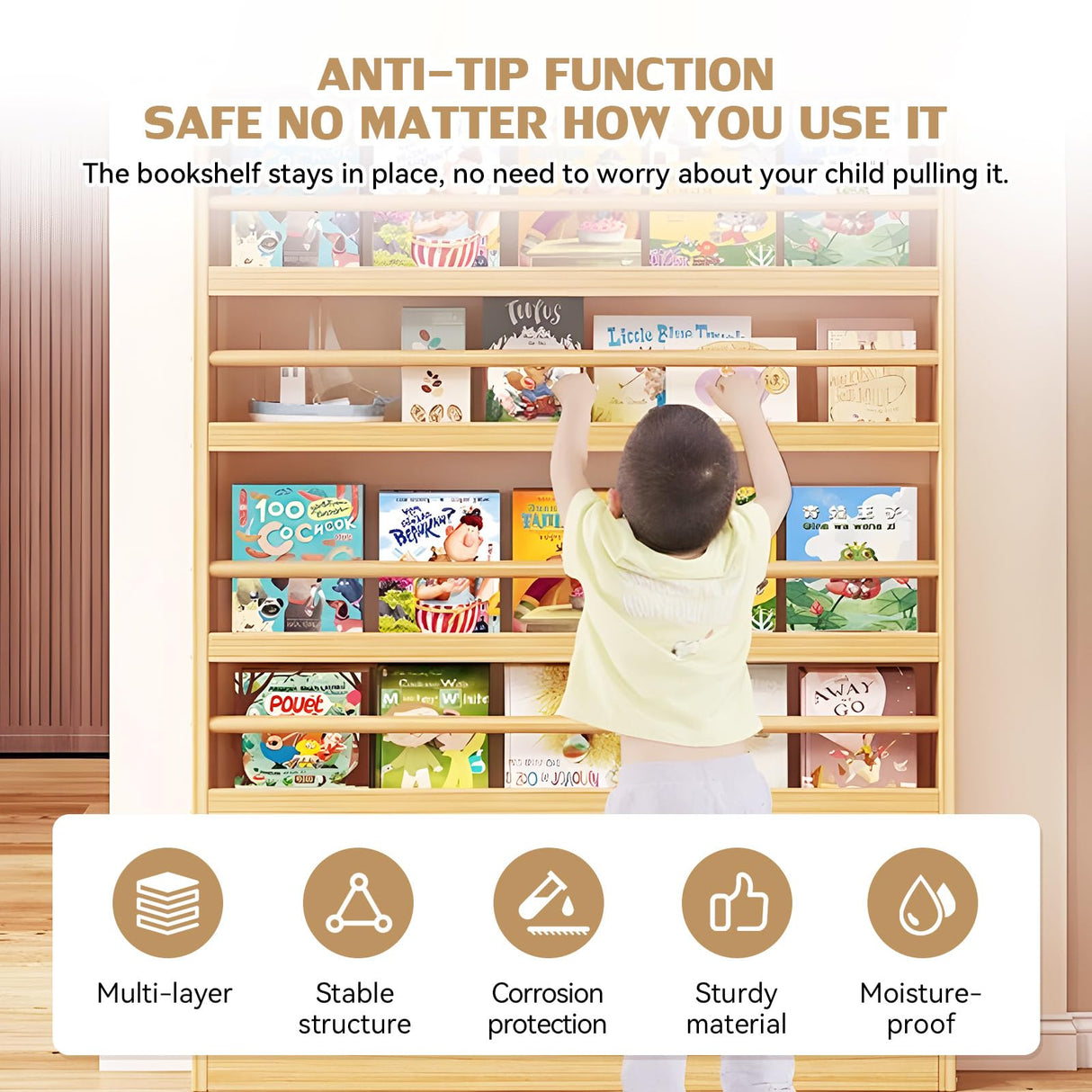 WOOOFA Behind The Door Bookshelf, Behind Door Bookshelf, 6-Tier Book Shelf, Narrow Thin Bookshelf for Kids, Space Saving, Anti-tip, Wall Mounted Book Toy Organizer for Bedroom, Living Room, Office WOOOFA