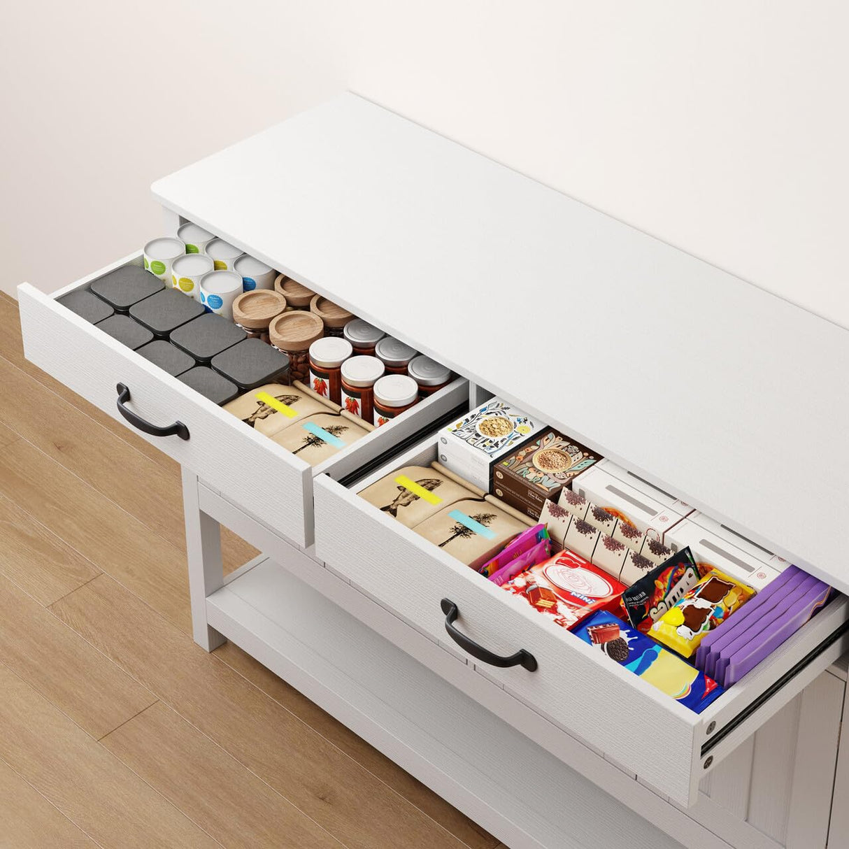 Gizoon 47'' Buffet Sideboard Cabinet with Storage, Modern Farmhouse Coffee Bar with 2 Drawers and Doors, Entryway Table with Shelf for Living Room, Kitchen and Hallway Gizoon