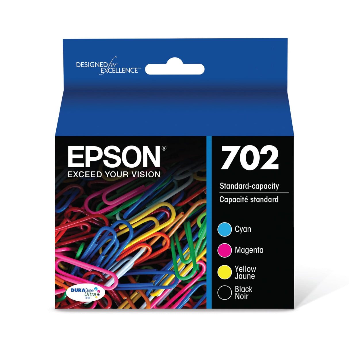 EPSON 702 DURABrite Ultra Ink Standard Capacity Black & Color Cartridge Combo Pack (T702120-BCS) Works with WorkForce Pro WF-3720, WF-3730, WF-3733 Epson