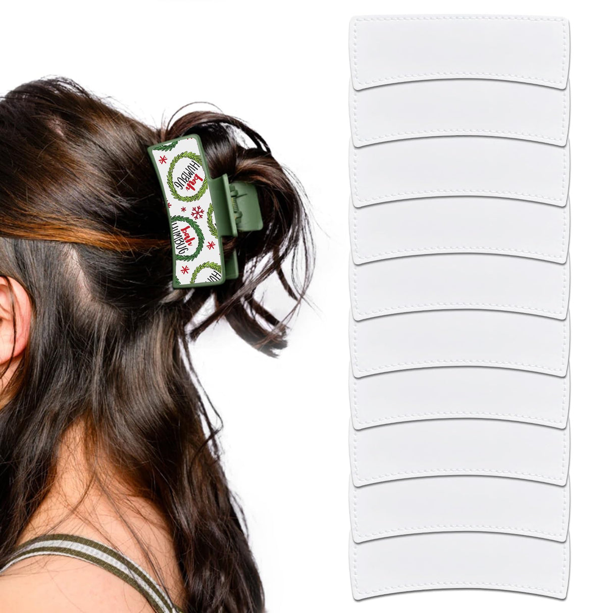 Cupoita Hair Clip, Hair Claw Clips Cover Sublimation Blanks for 4", 4.1", and 4.2" Hair Clips, Pack of 10 Cupoita