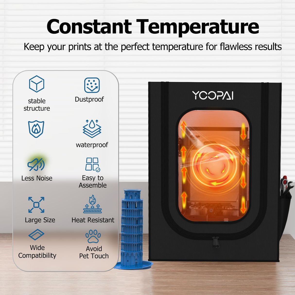 YOOPAI 3D Printer Enclosure, Fireproof Dustproof Tent Constant Temperature Protective Cover for Creality Ender 3/Ender 3 Pro/Ender 3V2/Ender 3S1/Neo/Anycubic Elegoo, 29.5×25.6×21.6" YOOPAI