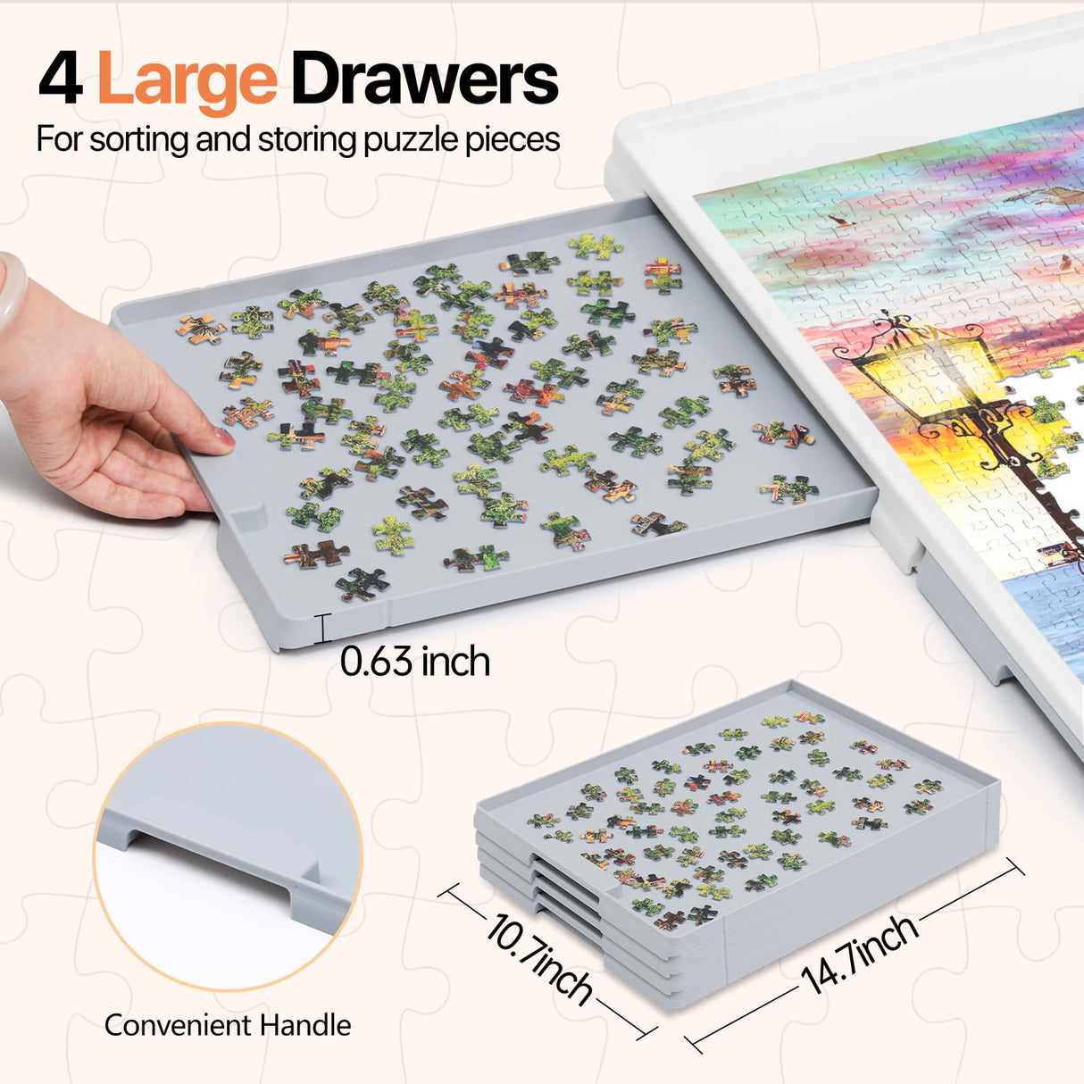 WELGEE 1500 Pieces 2-in-1 Tilting & Rotating Puzzle Board with Drawers and Cover, 35"x27" Portable Spinning Plastic Jigsaw Puzzle Table for Adults, Upgraded Lazy Susan