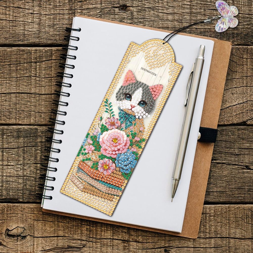 3Pcs 5D Diamond Art Bookmarks for Book Lovers, Handmade DIY Diamond Painting Bookmarks with Tassels for Graduation Birthday JBTM24