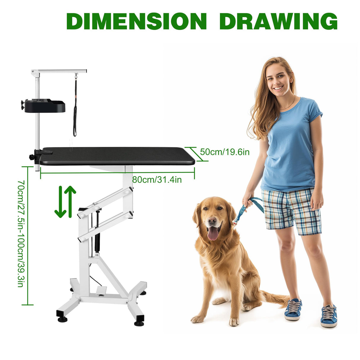 DiDiBirDi 31' Lift Dog Grooming Table, Rotating Desktop Grooming Table for Dogs,Pneumatic Lift Adjustable Small Pet Grooming Station, Anti-Skid Rubber Rotatable Desktop,Pet Grooming Table for Home DiDiBirDi
