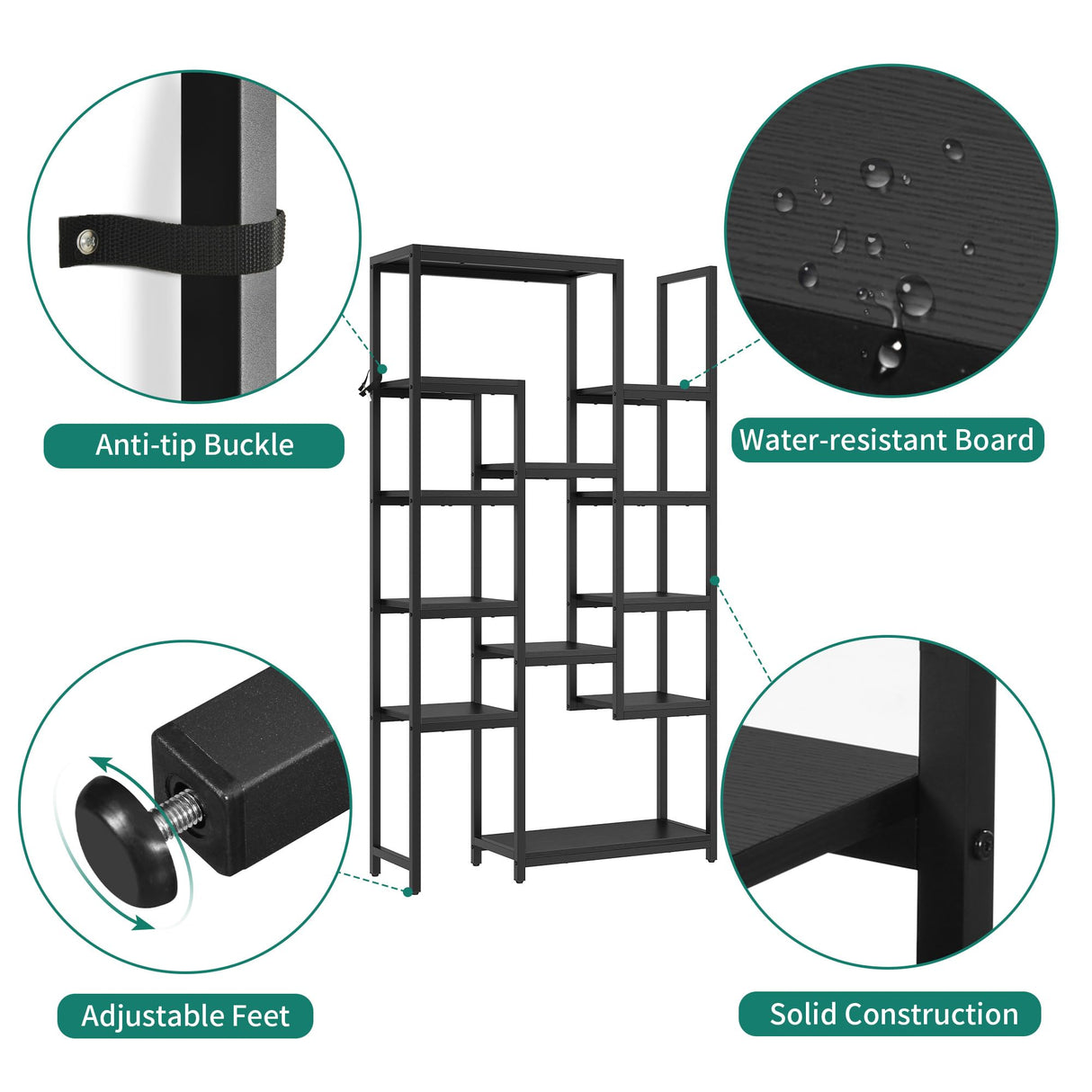 YITAHOME 71” Tall Bookshelf 6 Tier Bookcase,Modern Large Bookshelves with 12 Open Shelf, Display Rack Storage Book Shelves for Living Room Bedroom Office Home, Black YITAHOME