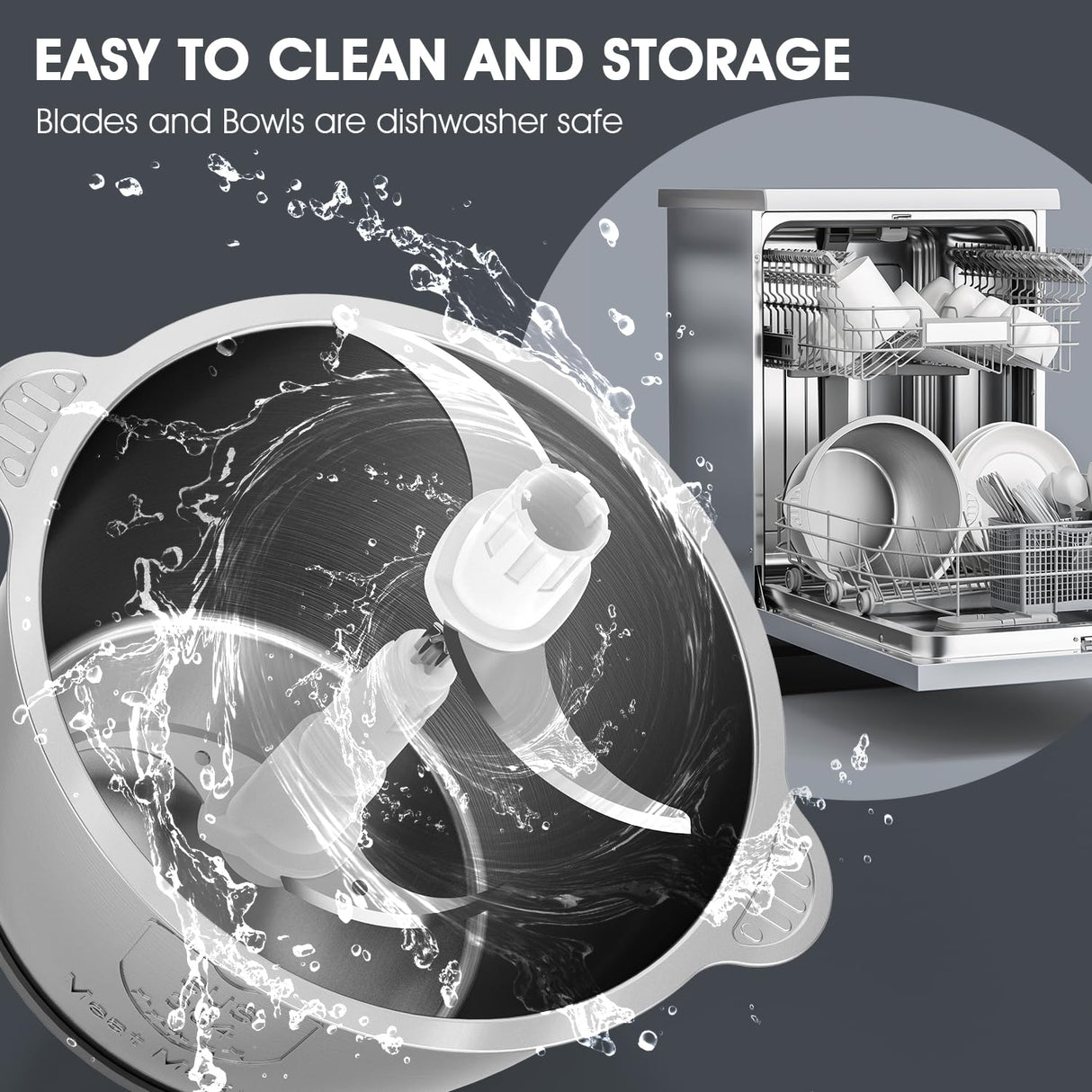 Food Processors, Mini Meat Grinder & Veggie Chopper with 2 Bowls (8 Cup+8 Cup), Electric Food Chopper with 2 Sets of Bi-Level Blades for Meat, Vegetables, Fruits and Nuts DEVINC