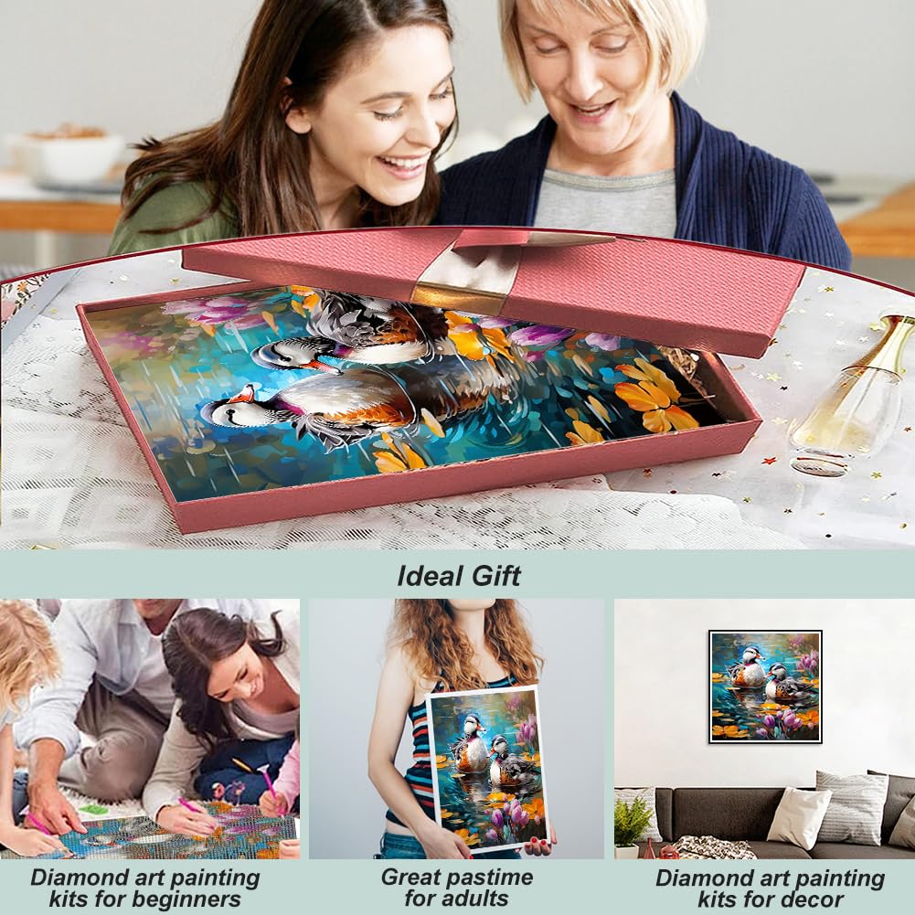 hill froeistung 5D Colorful Bird Diamond Art Painting Kits for Adults,Lake,Flower Diamond Art for Beginners, DIY Full Drill Mallard Duck Diamond Art Painting(12X12 inch) hill froeistung