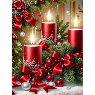 Christmas Diamond Art Kits for Adults - Christmas Candles 5D Diamond Painting, Candles Gem Art for Adults, Gem Painting Kits for Wall Home Decor Arts Craft 12x16inch
