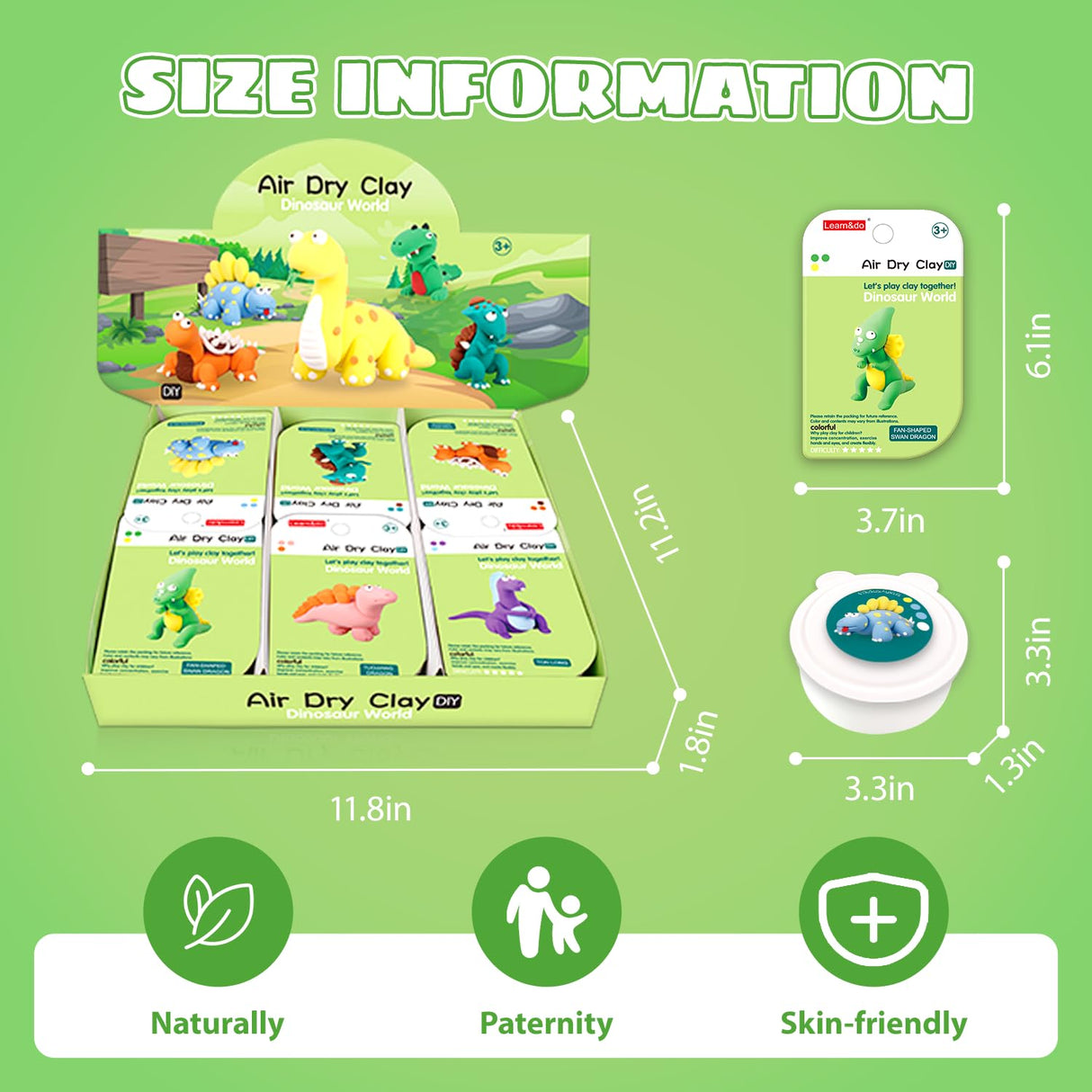 Air Dry Clay Kits: 9 DIY Creature Crafts for Kids 3+ | Child-Safe Modeling with Guides | Creative Gift for Birthdays & Holidays (Dinosaur Clay Kit) LITTCO