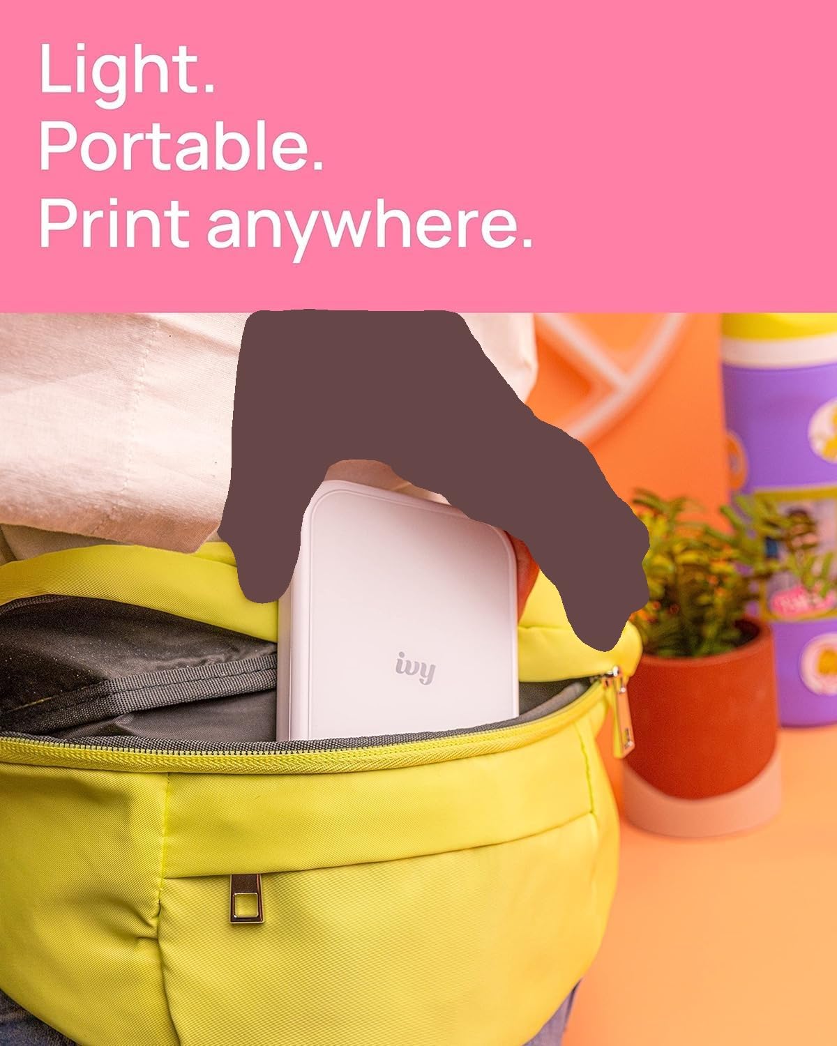 Canon Ivy 2 Mini Photo Printer (Pure White) - Bluetooth, Print from iOS & Android Devices, Bundle Incl. 110 Zink Sticky-Back Prints, LED Light Bar, Protective Case, and USB Cable Canon