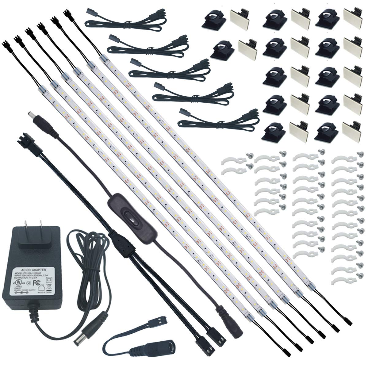 Litever Under Cabinet Lighting Kit, 6 PCS 20 Inches Flexible LED Strips, 24W, 1800 Lumen, Warm White 2700K. Suitable for Kitchen Counters Book Shelf Closet Showcase Workshop-(6-Strip-2700K) Litever