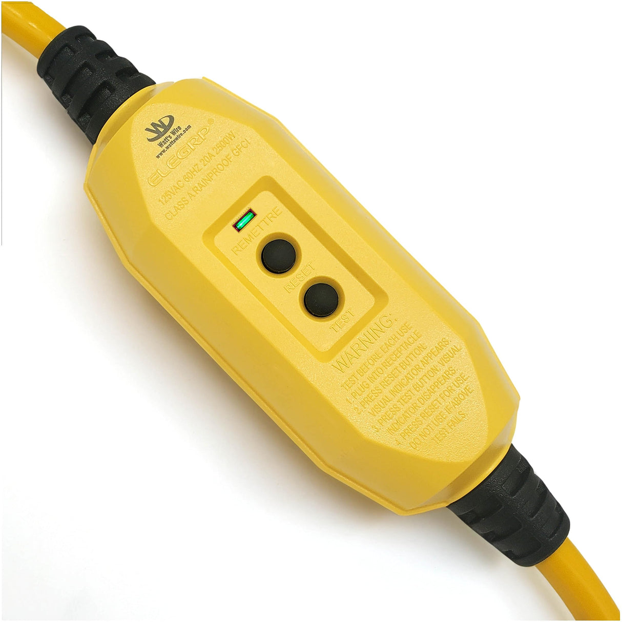 100 ft - GFCI 12 Gauge Heavy Duty Extension Cord - 3 Outlet SJTW - Indoor/Outdoor Extension Cord by Watt's Wire - 100' 12-Gauge Grounded 15 Amp Extension Cord - GFCI Extension Cord Watt's Wire