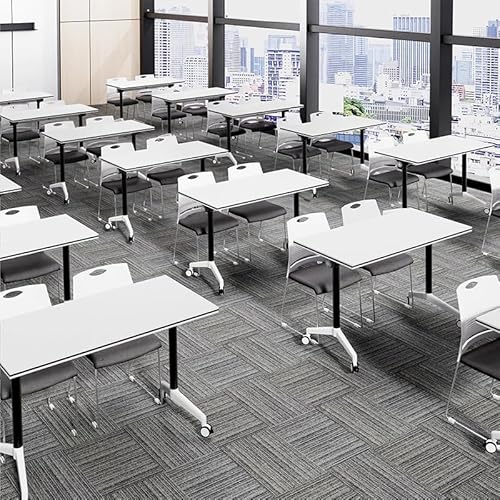 Alfalfalulu Conference Table, Folding Conference Room Tables with Flip-Top Design, Mobile Rectangular Modular Tables for Office Meetings and Training Sessions (Gray, 47.2×15.7×29.5in) Alfalfalulu