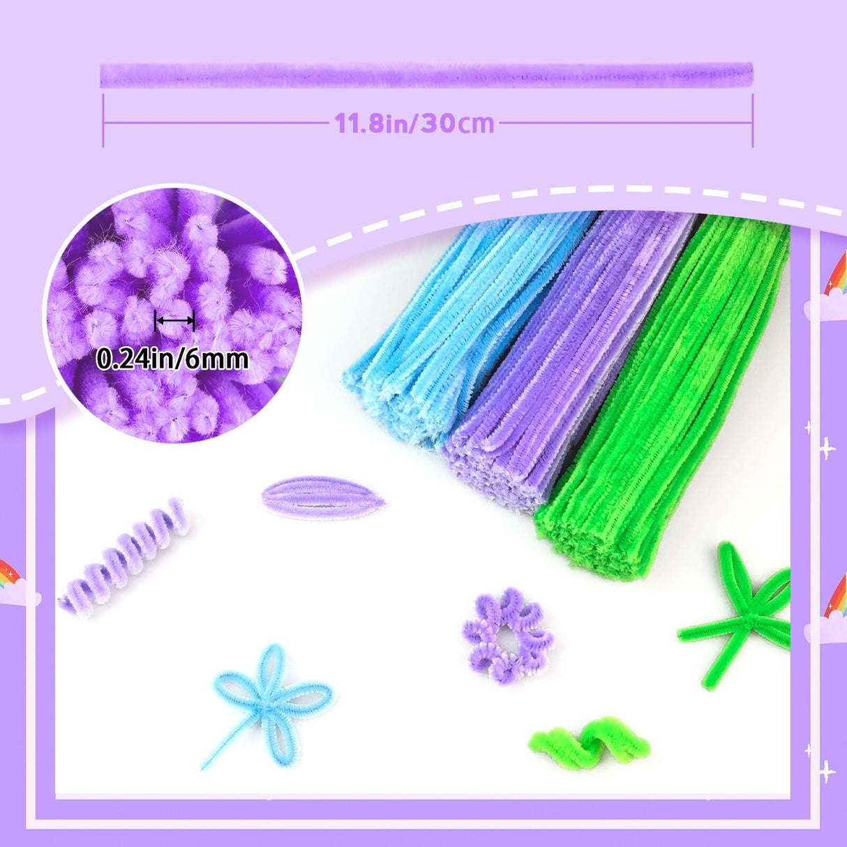 ZEIZHUBN 300 Pieces Pipe Cleaners, Pipe Cleaners Flower Bouquet Kit, Flower Making Kit with Floral Wires Tape, Art and Craft Supplies Projects DIY Decoration Holiday Party Birthday Gifts ZEIZHUBN