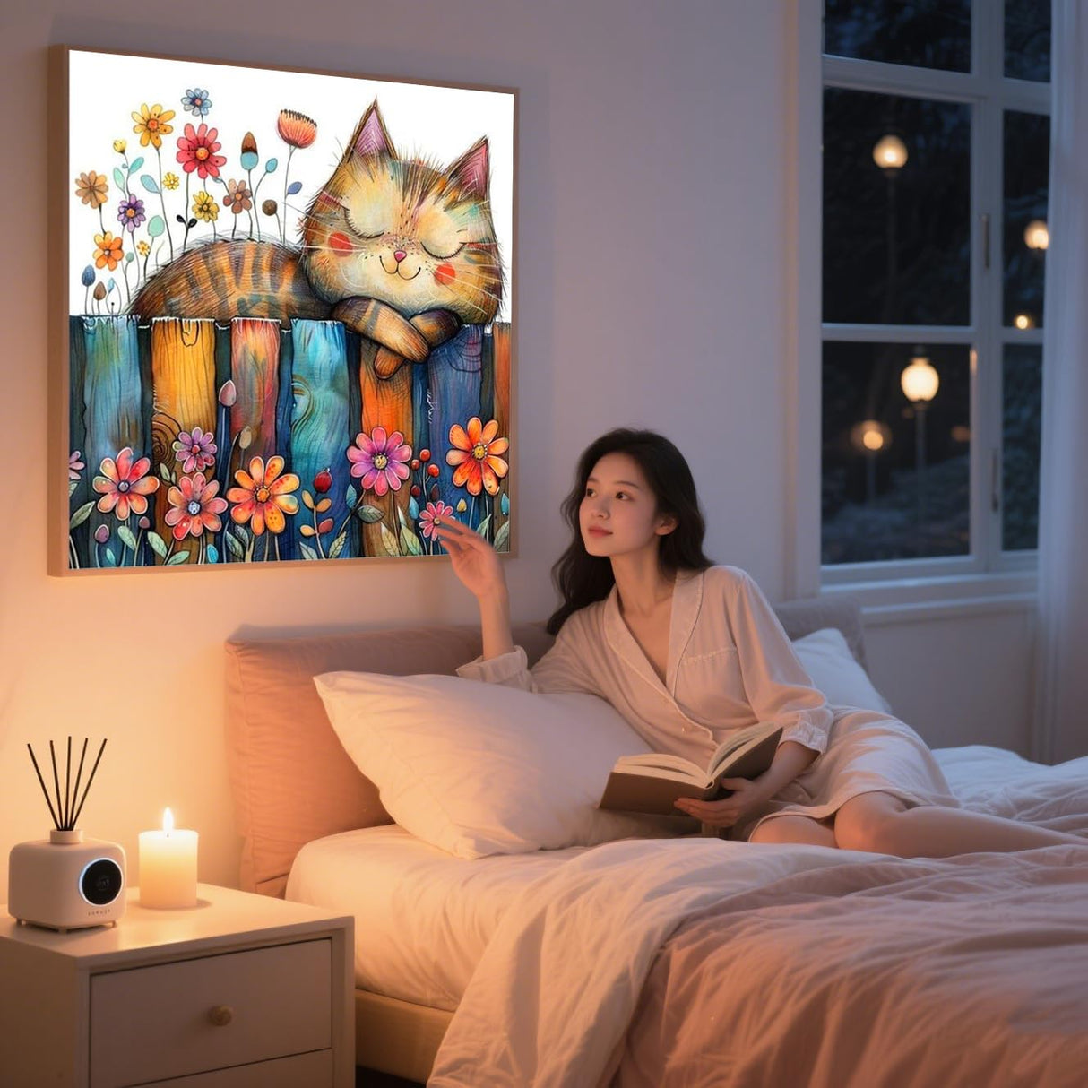 ijbnhd Cute Cat Diamond Art Kits for Adults, DIY Cat Diamond Painting Kits for Adults, 5D Flowers Full Drill Gem Art for or Crafts Home Wall Decor Gift 14X14inch ijbnhd