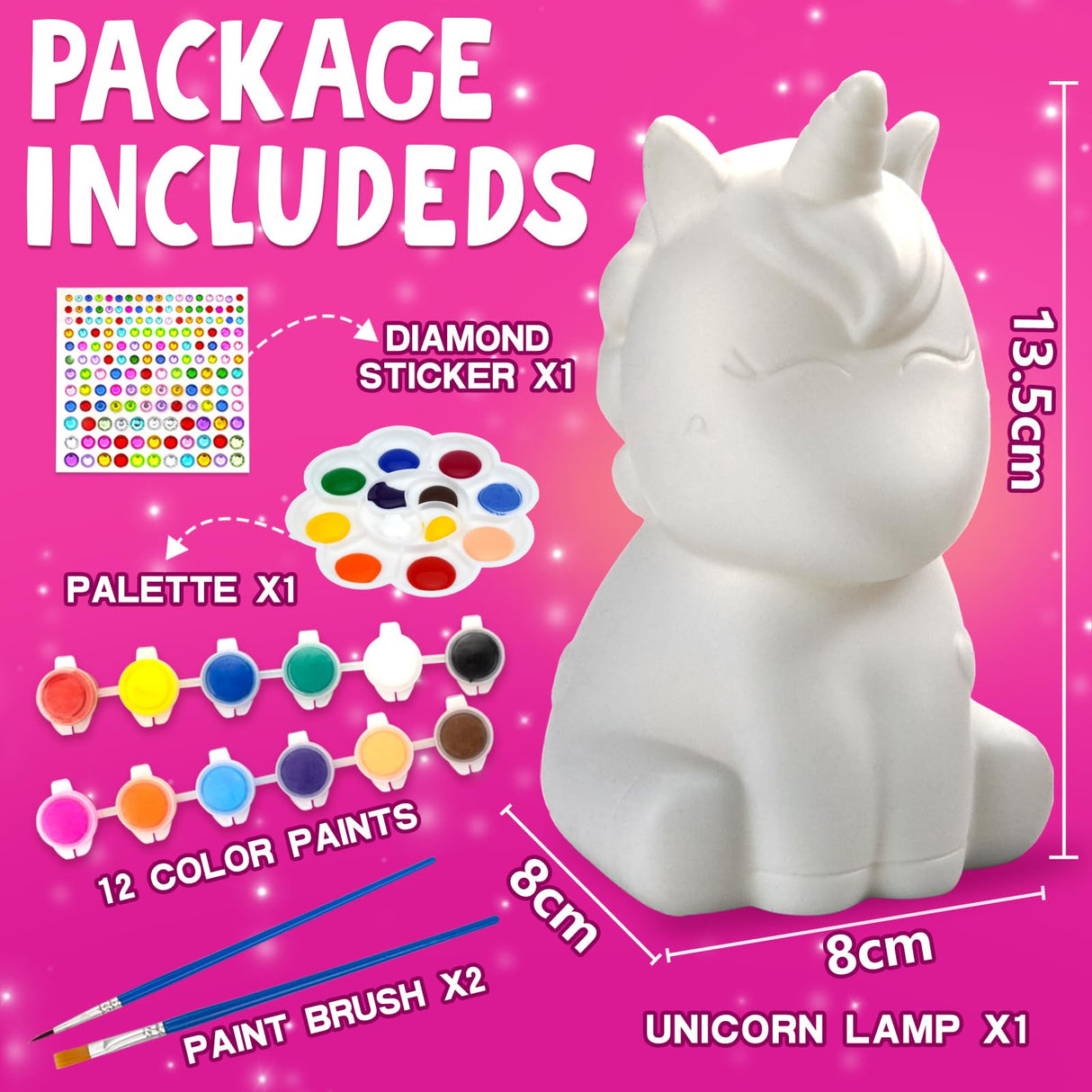DoodleDoo Paint Your Own Unicorn Lamp Kit - DIY Night Light, Arts and Crafts Painting Kits for Kids Ages 4-8, Art Supplies Creative Crafts Toy Birthday Gift for Boys Girls Ages 4 5 6 7 8 9 10 11 12 DoodleDoo