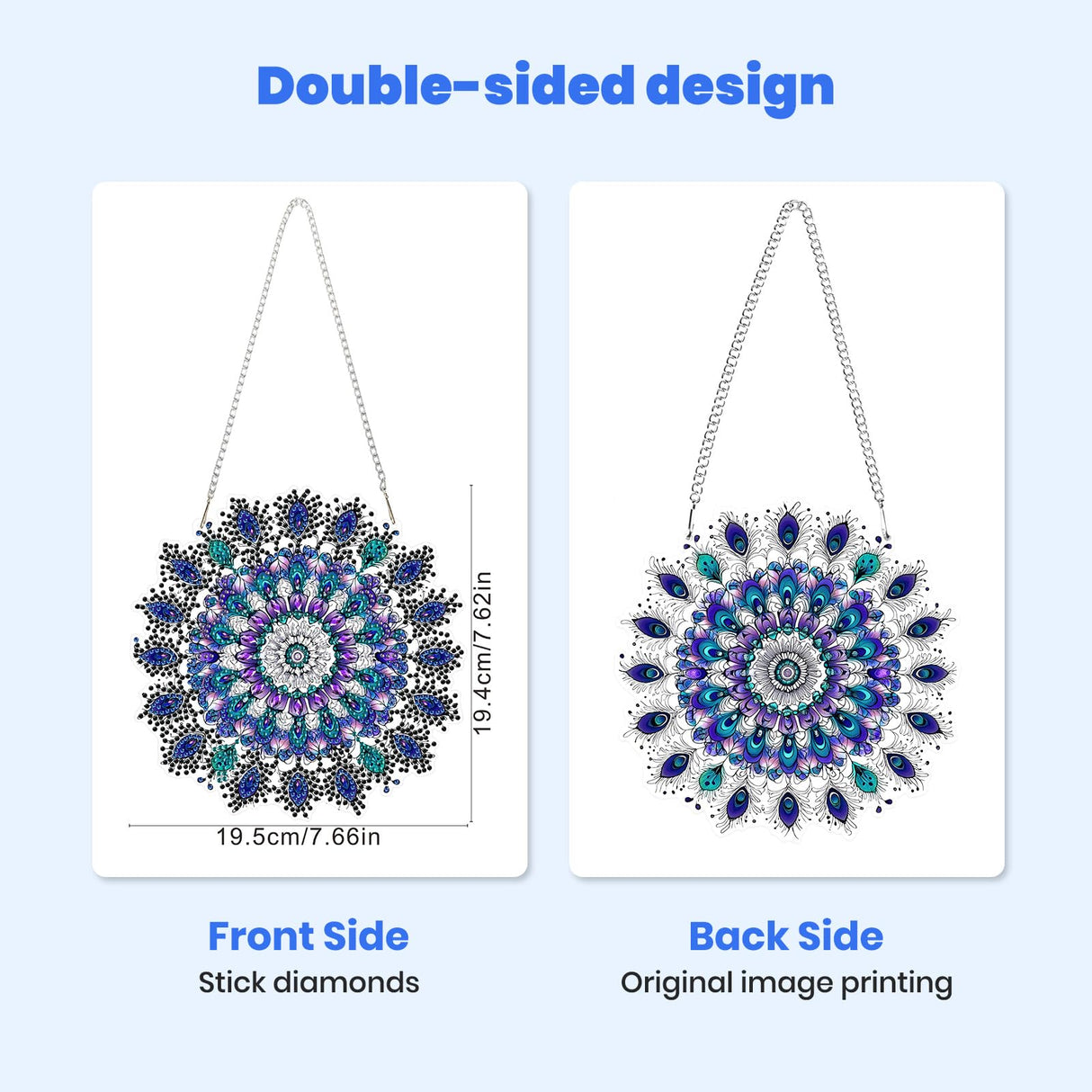 MXJSUA Special Shaped Hanging Diamond Painting Art Kits for Adults, Mandala Flower 3D Crystal Rhinestone Acrylic Gem Art Pendant Ornaments Kit for Home Decoration and Gift MXJSUA