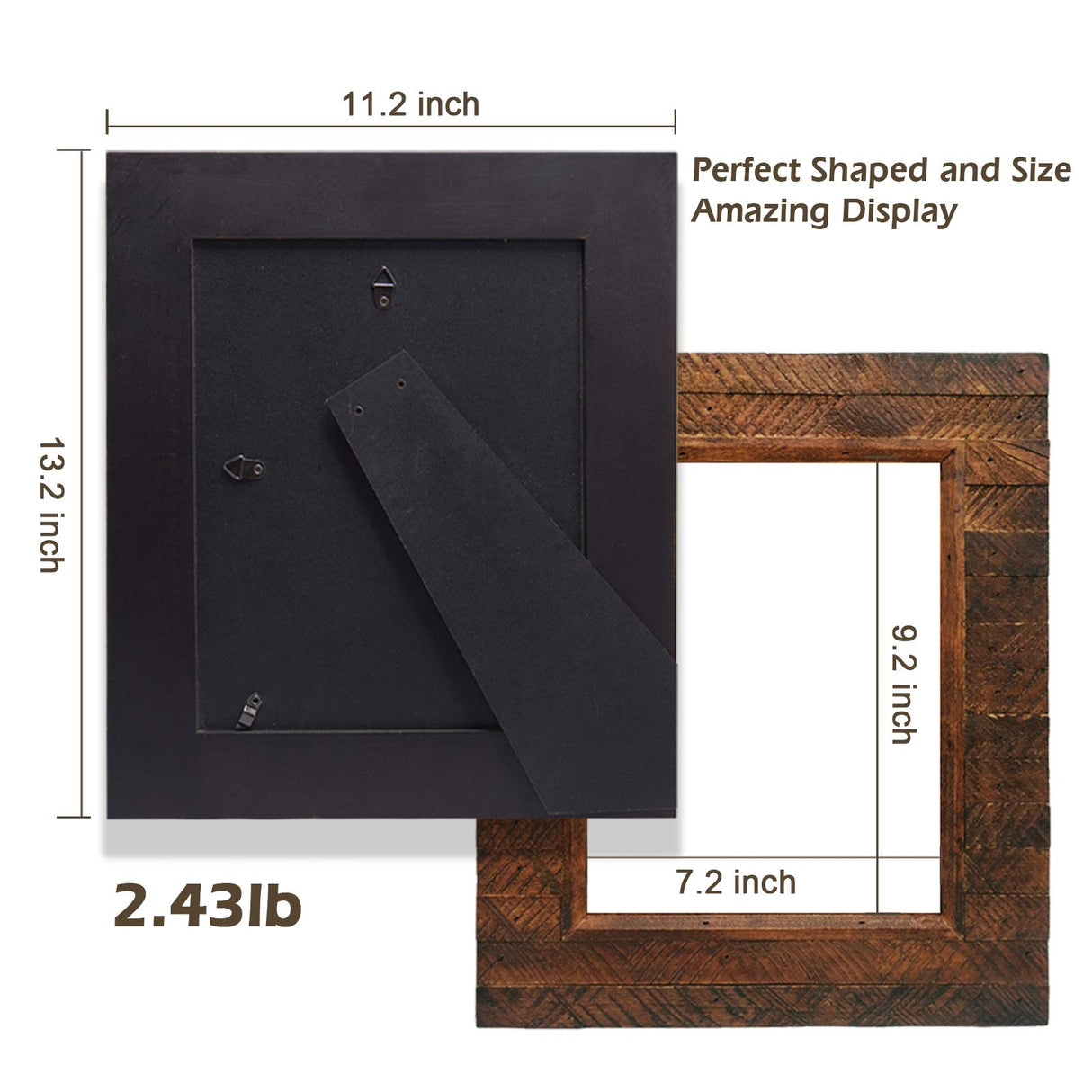 Eosglac Wooden Picture Frame 8x10 inch, Wood Plank Design with Rustic Brown Finish, Wall Mounting or Tabletop Display, Handmade Photo Frame Eosglac