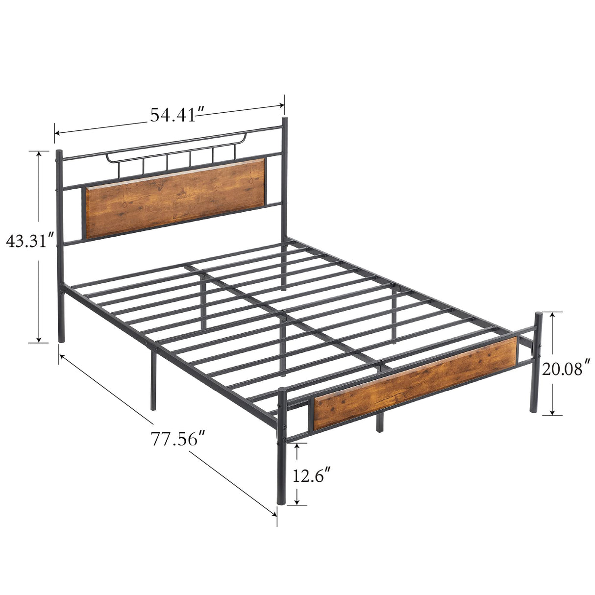 VECELO Full Size Platform Bed Frame with Wood Headboard/Mattress Foundation/Premium Steel Slats Support/No Box Spring Needed,Brown(Crown) VECELO