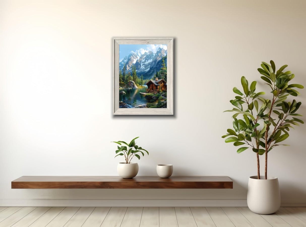 Snow Mountain Log Cabin 5D Diamond Art Kits for Adults Beginners,Scenery DIY Full Round Drill Diamond Painting Kits, Paint by Diamonds Dots Gem Art Crystal Easy,Home Wall Decor 12X16 Inch Acelii