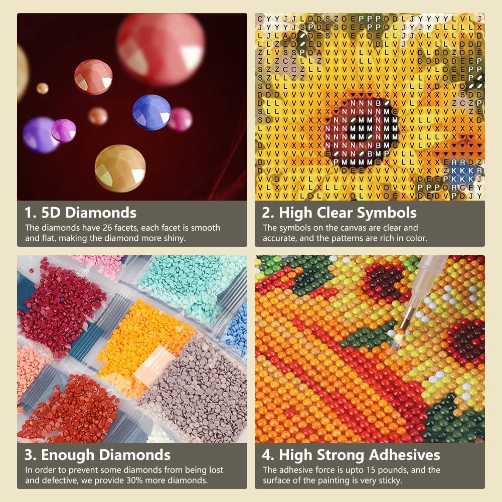 SJUTOUCI Diamond Art Painting Kits for Adults, Sunflower Diamond Art Kits for Beginners, 5D DIY Full Drill Gem Craft for Home Decor Gift 12x12 inch/30x30cm, Flower SJUTOUCI
