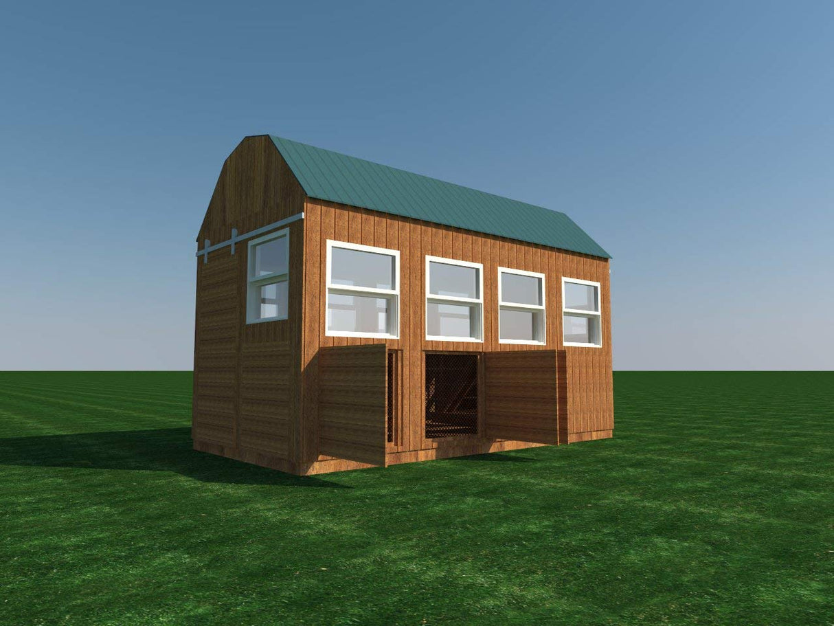 Poultry Chicken Coop Plans DIY Backyard Barn Hen House Cage with Run 8' x 16' WoodArtSupply