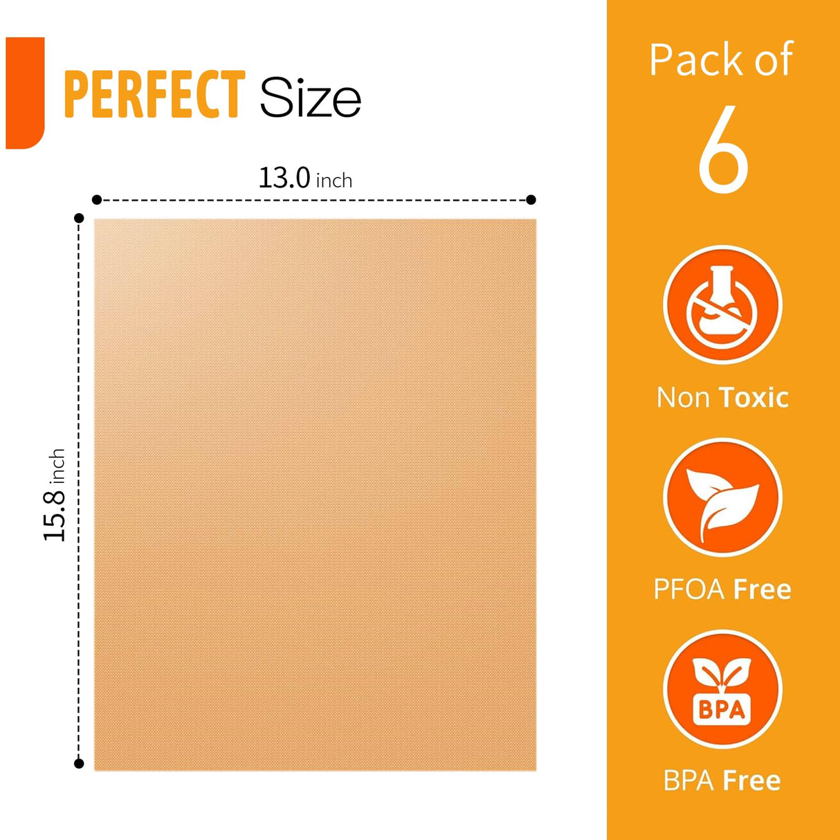 SKYBD Copper Grill Mats for Outdoor Grill(Set of 6), Nonstick & Easy to Clean BBQ Grilling Sheets, Reusable & Heavy Duty Mats Works on Outdoor Gas, Electric, Charcoal Grill SKYBD