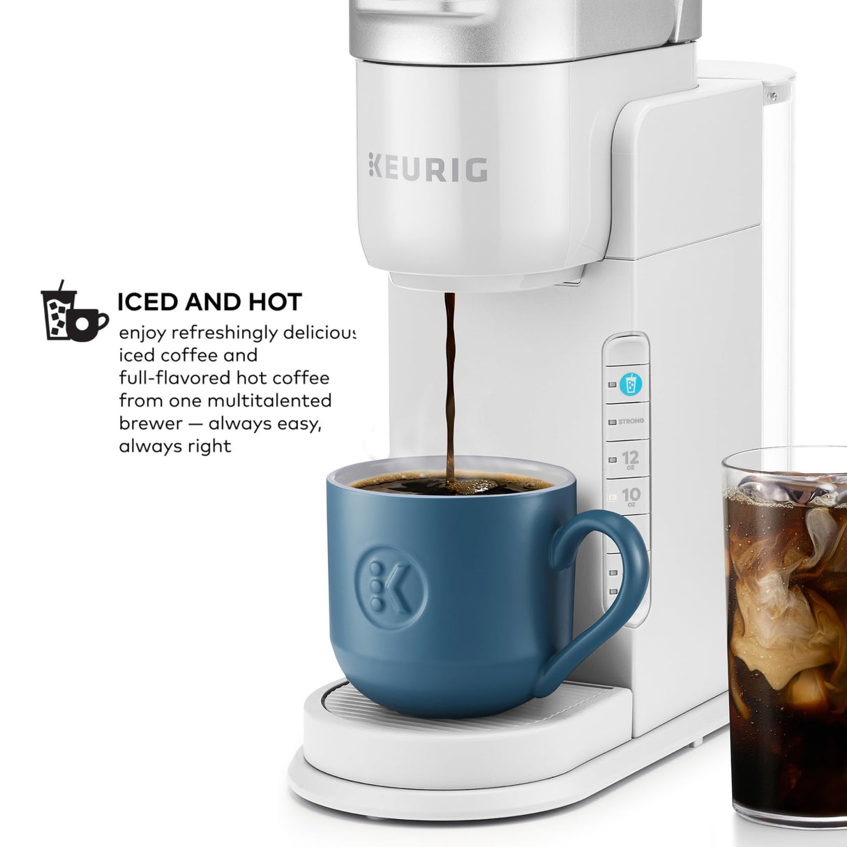 Keurig K-Iced Coffee Maker, Single Serve K-Cup Pod Iced Coffee Maker, With Hot and Cold Coffee Capabilities, Brews Any K-Cup Pod, White Keurig