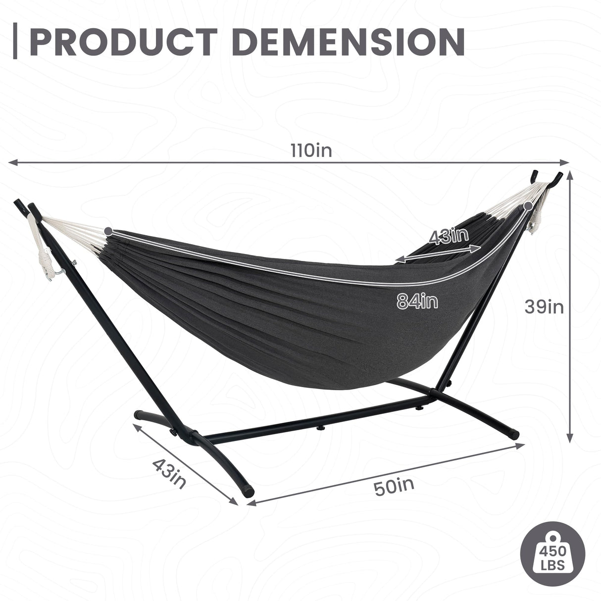 Lazy Daze Hammocks Double Hammock with 9ft Space-Saving Steel Stand Includes Portable Carrying Case, 450 Pounds Capacity (Dark Grey) Lazy Daze Hammocks