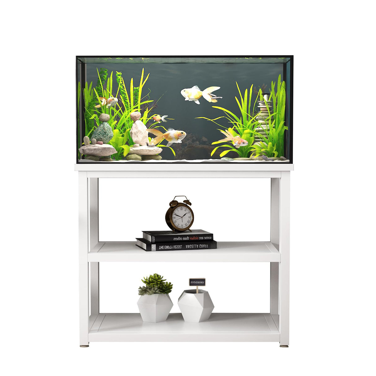 Avolander Fish Tank Stand Metal Aquarium Stand 20-29 Gallon, Double Layer Metal with Storage Weight Capacity 660lbs, 31.5 X 27.56 X 17.72 inch, White Avolander