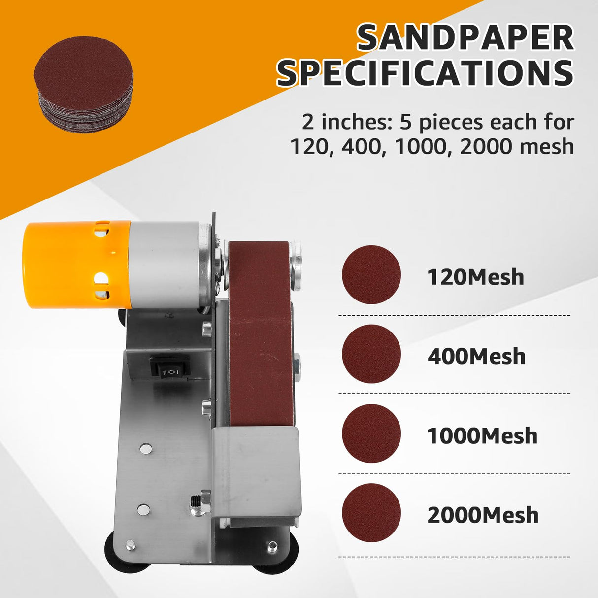 Mini Belt Sander, 15° Electric Spindle Knife Sharpener Bench Grinder Sanding Machine, 7 Adjustable Speed Electric Belt Grinder, Polishing Grinding Machine for Metal Jewelry Abizarch