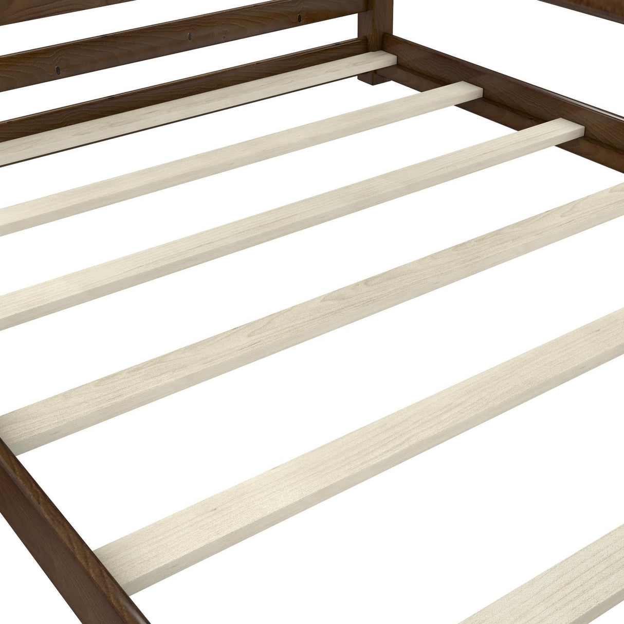 DHP Phoenix Convertible Low Wood Floor Bunk Bed, Stackable and Detachable Bed Frames for Kids, Solid Wood, with Ladder, High Guardrail, Wood Slats, No Boxspring Required, Full-Over-Full, Mocha DHP