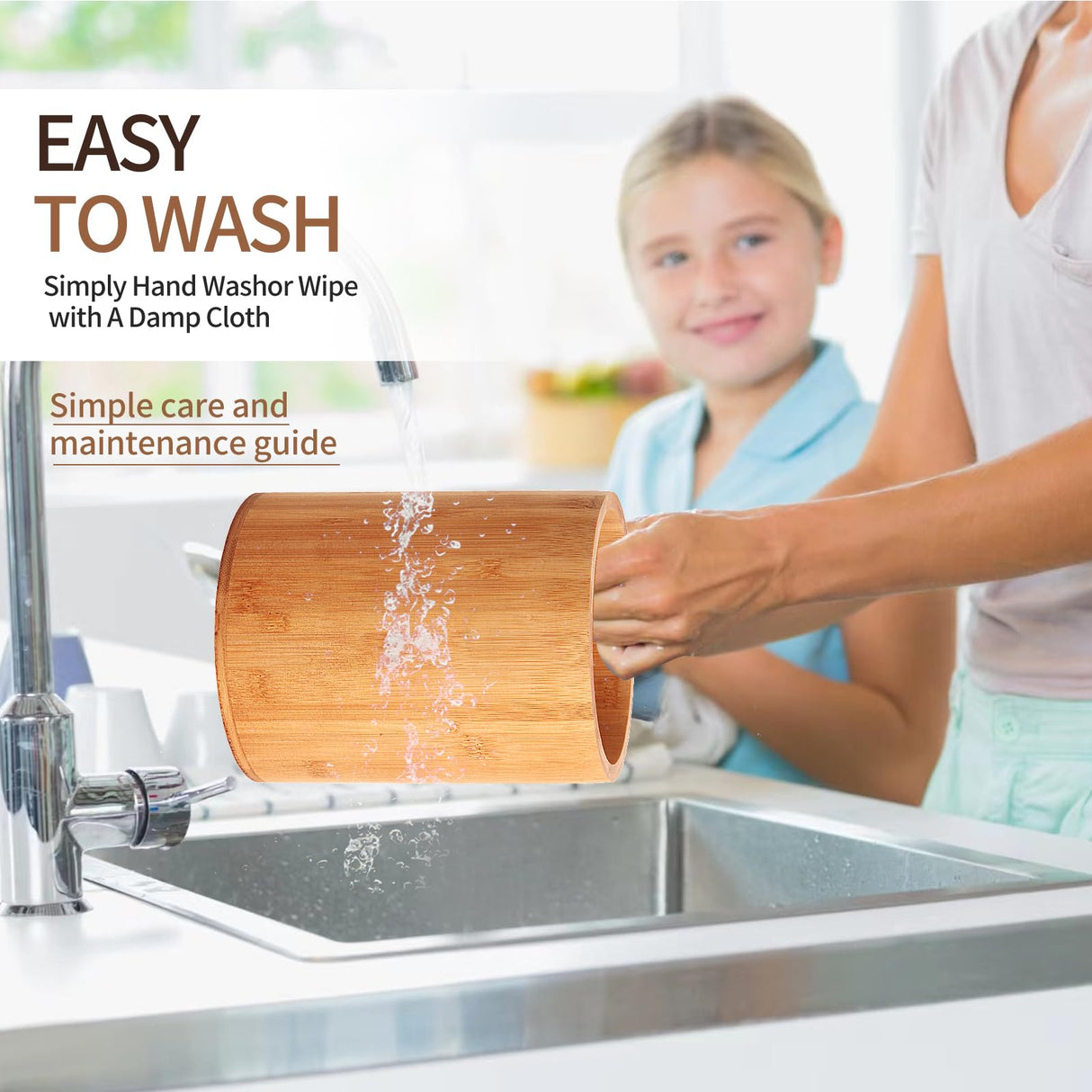 Bamboo Utensil Holder, Large Utensil Holders for Kitchen Counter, Bamboo Spoon and Chopstick Holder for Kitchen Decor, Flatware and Spatula Storage Organizer, for Countertop, Pantry and Bathroom SLNIHAMS