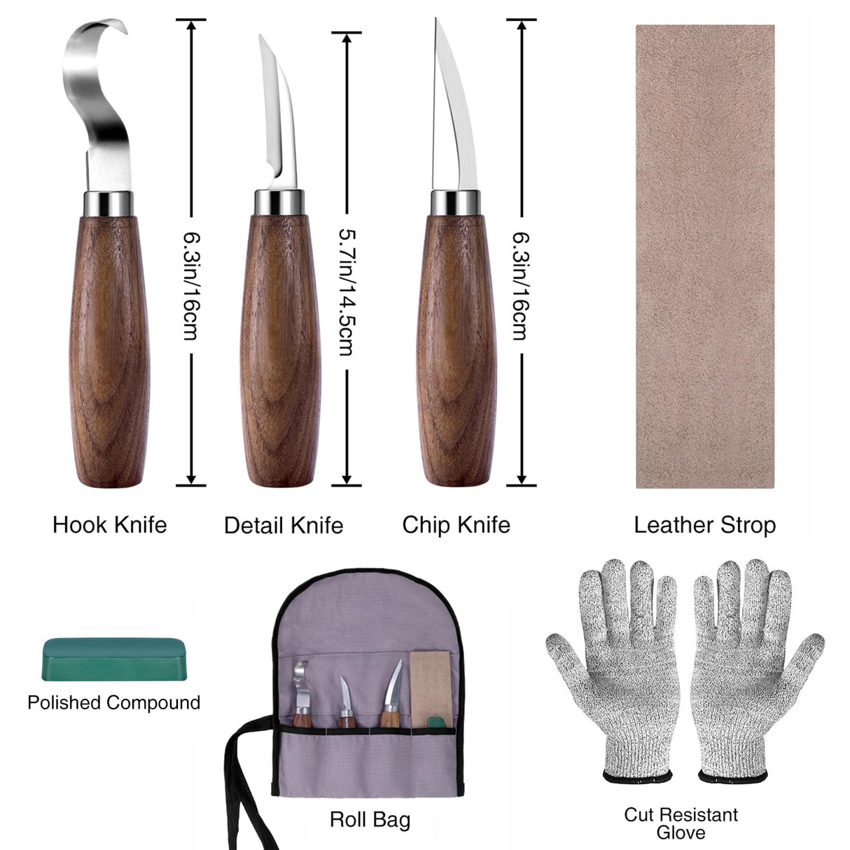 YHLAWM Wood Whittling Kit for Beginners, Wood Carving Kit with 3 Pcs Wood Carving Knives & 4 Pcs Woodcarving Auxiliary Tools, Complete Set of 7 Beginner Wood Carving Set, Gift Set for Kids and Adults YHLAWM